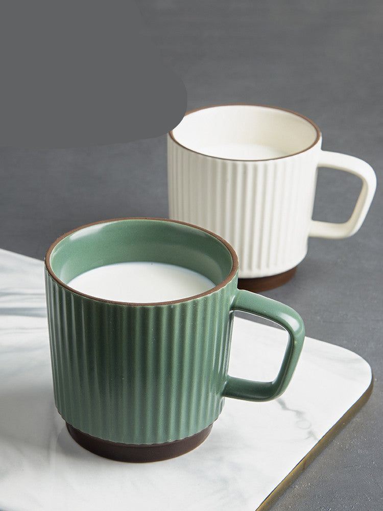 Japanese Retro Ceramic Coffee Mug | Nordic Style 320ml – Blue, White & Green