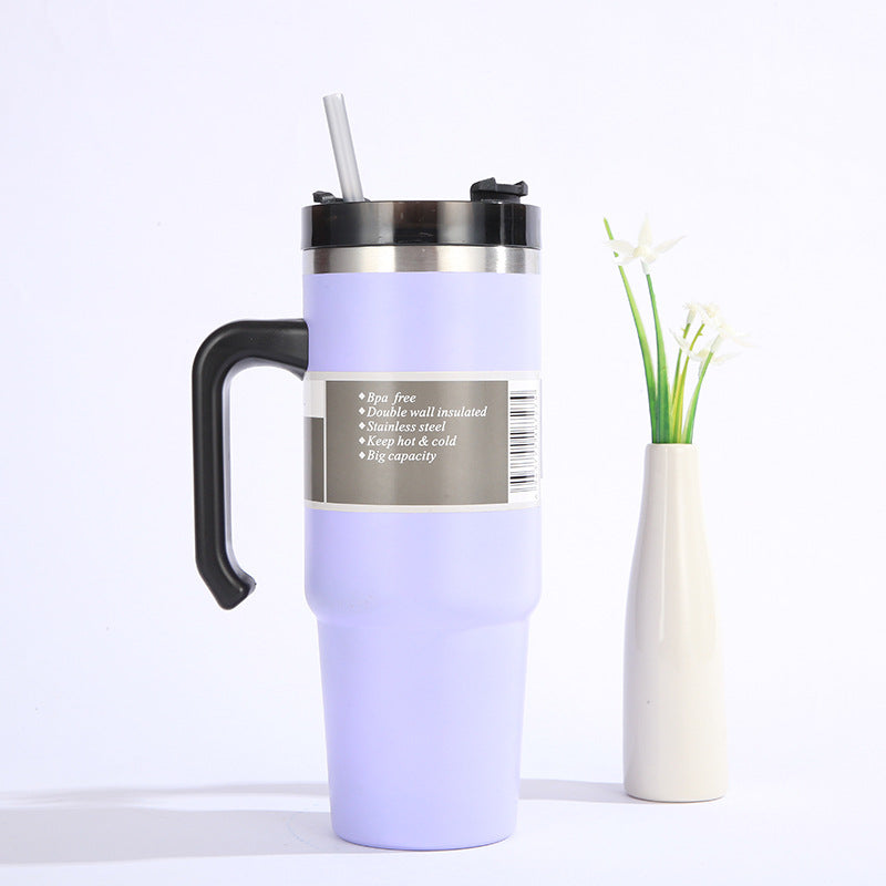 30oz Insulated Travel Mug with Handle and Straw